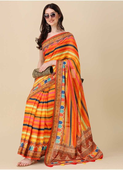 Digital Printed Linen Saree in Surat