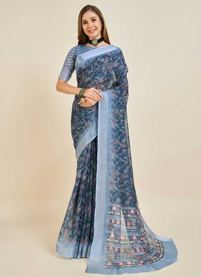 Printed Linen Saree in Surat