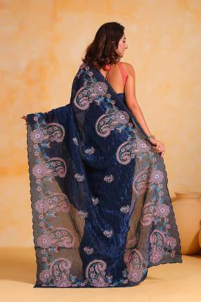 Blue  Attractive Looking These Party Wear Saree Manufacturers, Suppliers in Surat