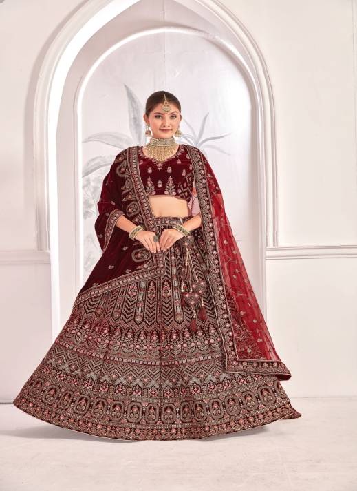 Buy Velvet Lehengas Online for Weddings – Ajmera Fashion  in Surat