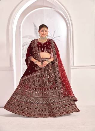 Buy Velvet Lehengas Online for Weddings – Ajmera Fashion Manufacturers, Suppliers, Exporters in Australia