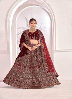 Buy Velvet Lehengas Online for Weddings – Ajmera Fashion Manufacturers, Suppliers in Surat