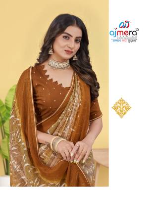 Celestial Charm Geogate Chiffon Saree with Fancy Motif Elegance AFPL(31611) Manufacturers, Suppliers, Exporters in Ajmer