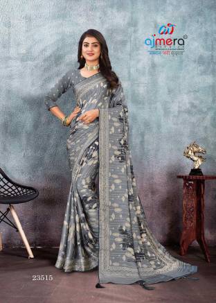 Crepe Fall Printed Saree with Contemporary Elegance AFPL(23511) Manufacturers, Suppliers, Exporters in Guyana