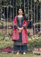 Elegant Net Work Kurti with Heavy Dupatta and Palazzo 