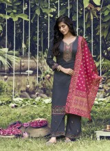 Elegant Net Work Kurti with Heavy Dupatta and Palazzo 