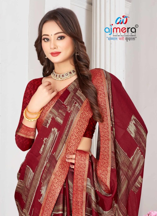 Enchanting Moss Chiffon Saree with Elegant Embellishments AFPL(19231)  in Surat