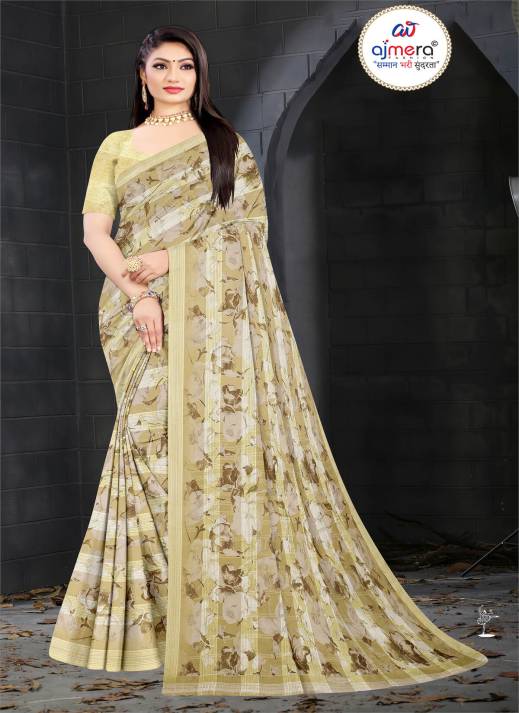 Famous Digital Printed Linen Saree – Iconic Style with Artistic Flair  in Surat