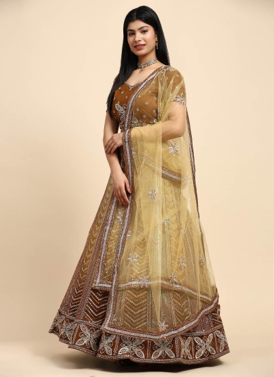 Fancy Heavy Designer Lehenga Choli with Dupatta in Brown Manufacturers, Suppliers, Exporters in Singtam