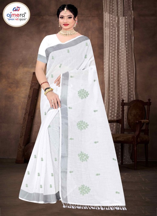 Luxe Linen Fancy Saree with Artistic Detailing  in Surat