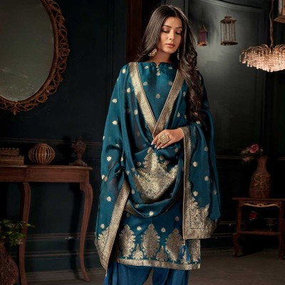 Patiyala Style Deep Blue Digital Printed Palazzo Style Salwar Suit Manufacturers, Suppliers, Exporters in France