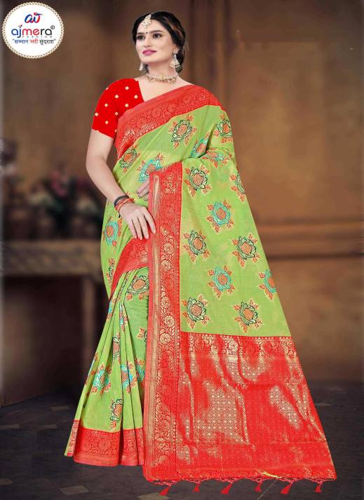 Self-Design Banarasi Cotton Silk Saree – Elegant Fusion of Tradition and Comfort  in Surat