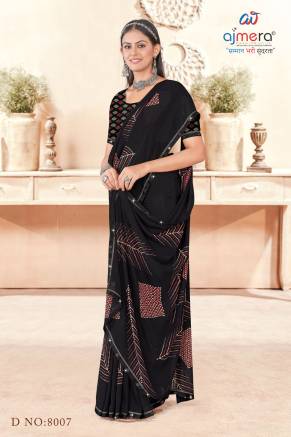 Stylish Ebony Light Georgette Saree Manufacturers, Suppliers in Surat