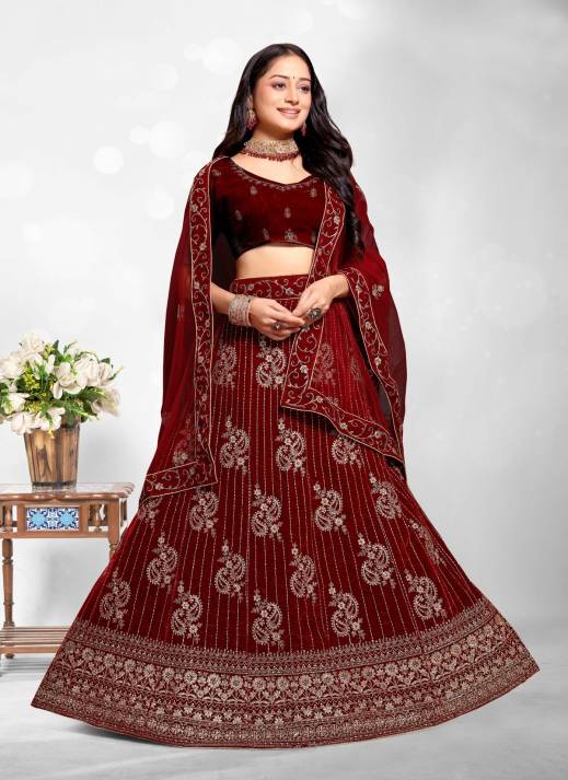 Where to Buy Velvet Lehengas Online – Ajmera Fashion  in Surat